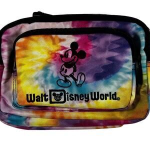 Walt Disney World Mickey Tye Dye 3 Zip Storage Waist Fanny Pack Bag Adj Strap